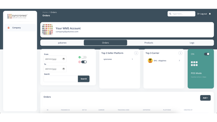 syncroneo Sync pakaneo WMS Screenshot