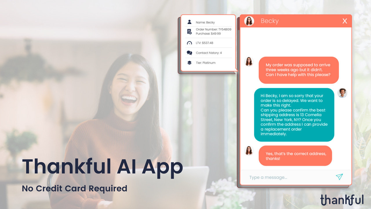 Thankful AI: Chat, Correo Electrónico y SMS