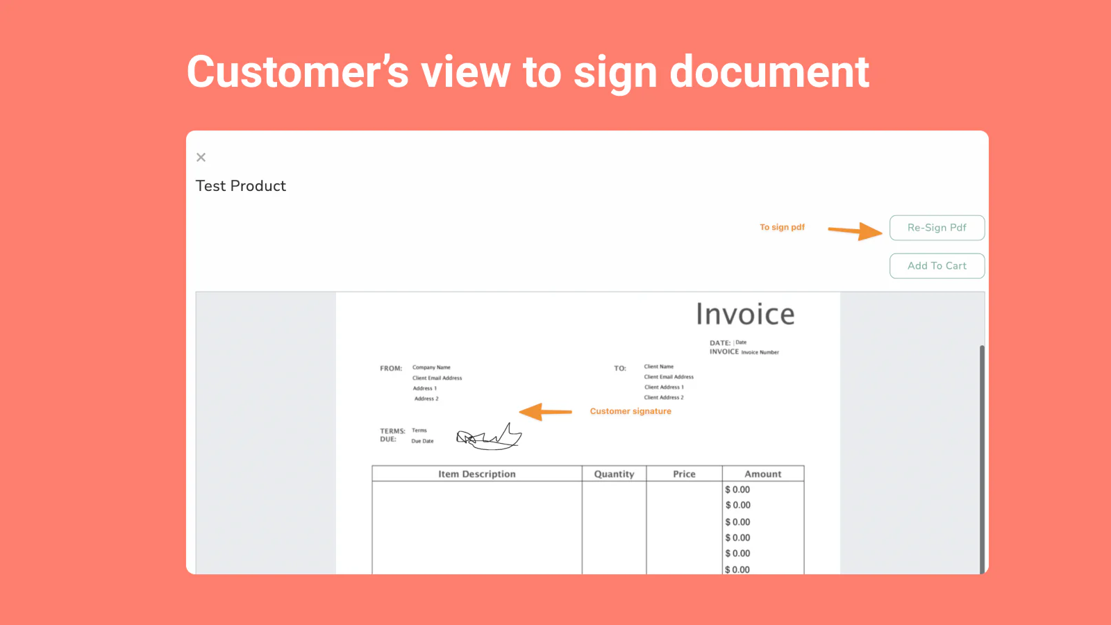 Visão do Cliente para Assinar o Documento