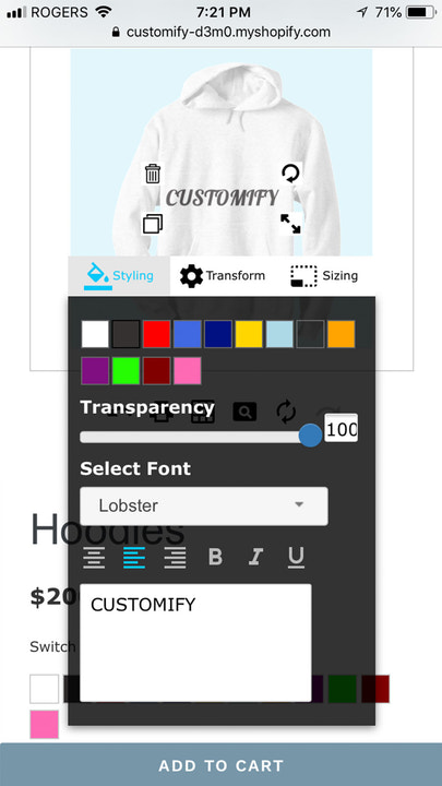 Customize product Mobile Screenshot