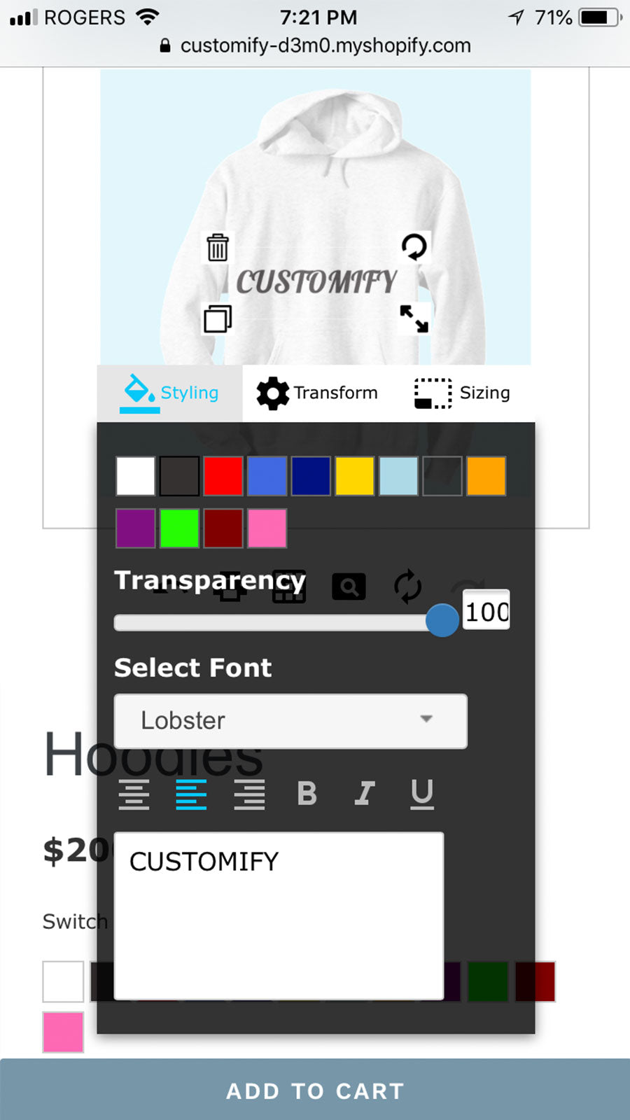 Customify ‑ Custom Product App Screenshot