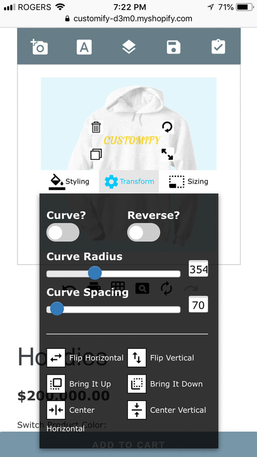 Aanpassen product Mobiele Screenshot