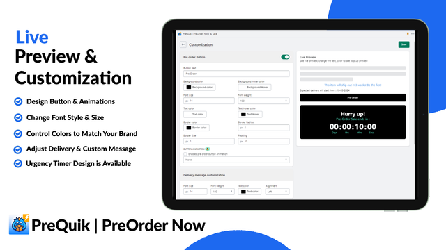 Pre order live preivew & Customization
