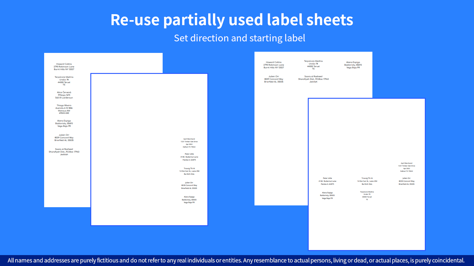 Re-use partially used label sheets