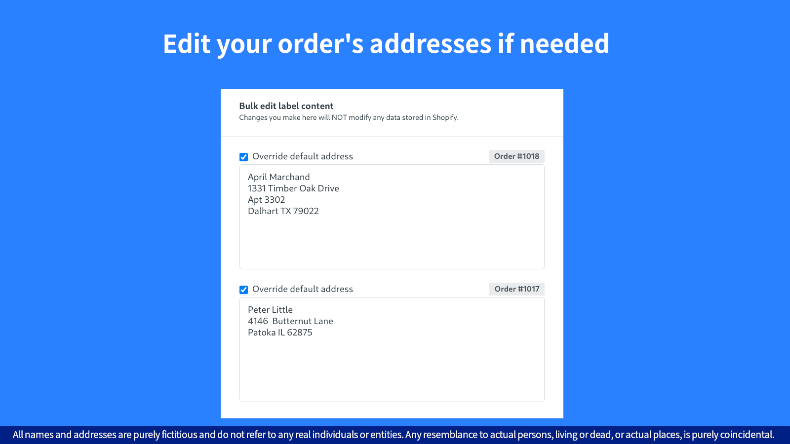 Edit your order's addresses if needed