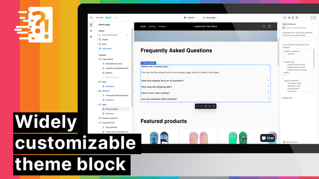 Widely customizable theme blocks. Use your own styling.