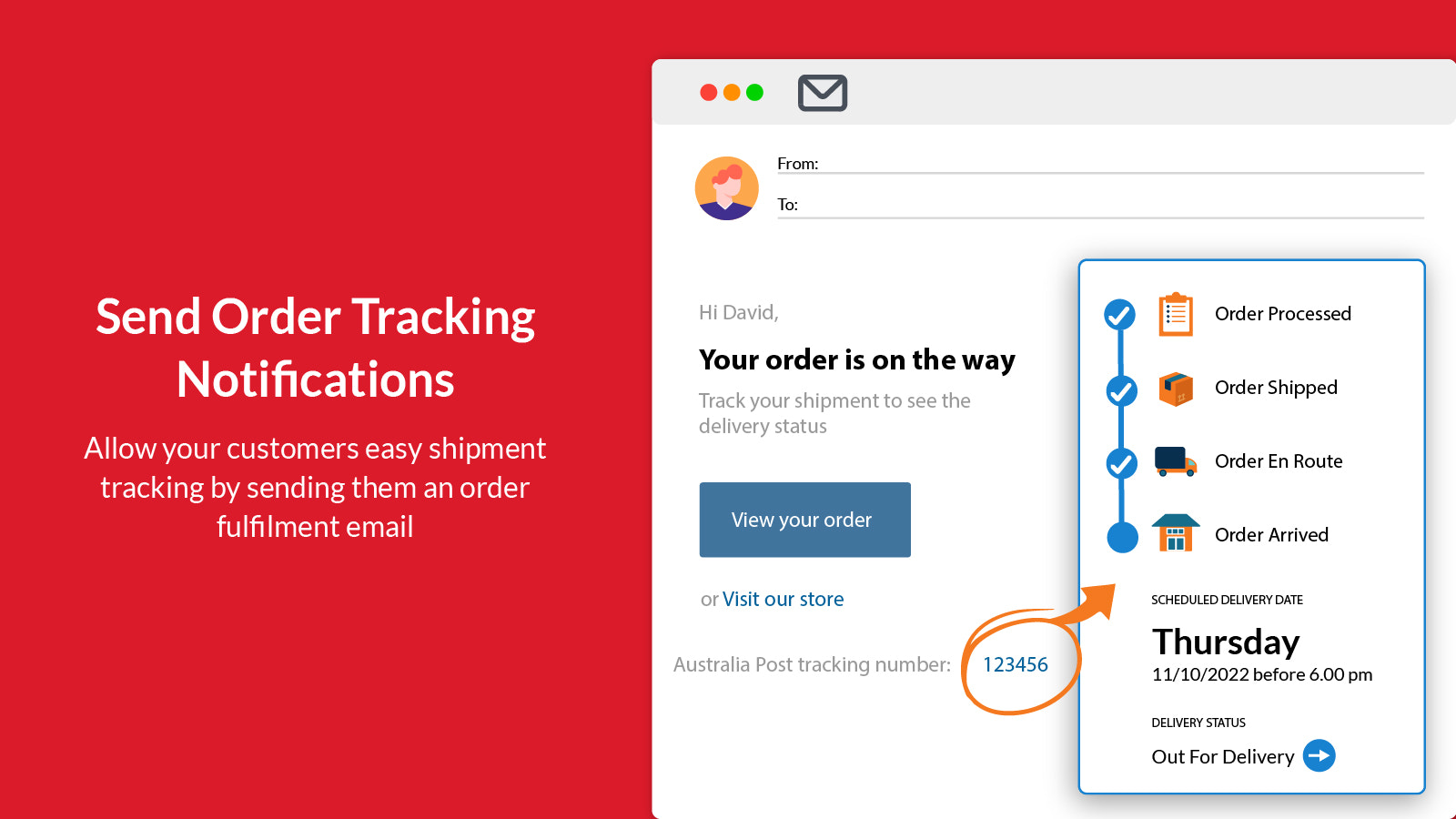 Send Australia Post tracking details with order completion email