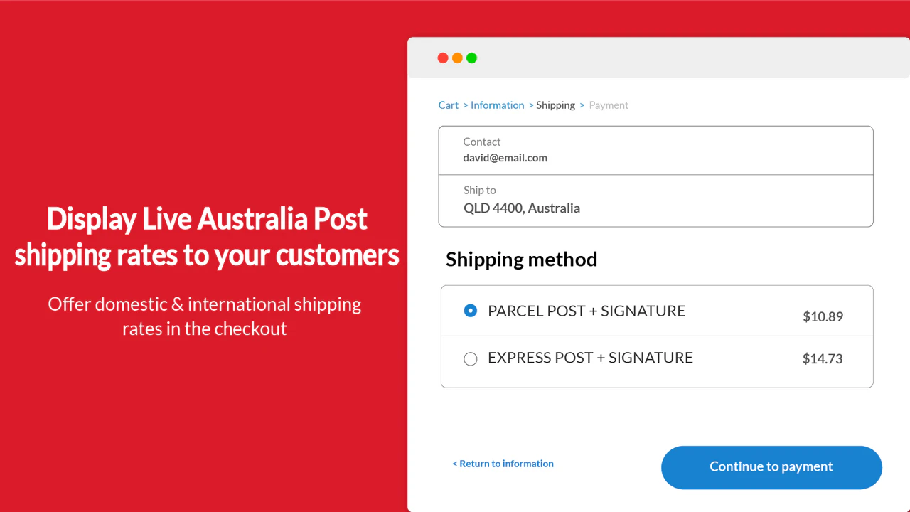 Exibir Tarifas ao Vivo da Australia Post na página de Checkout