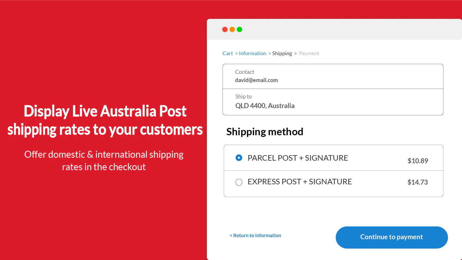 Vis Live Australia Post Priser på kassens side