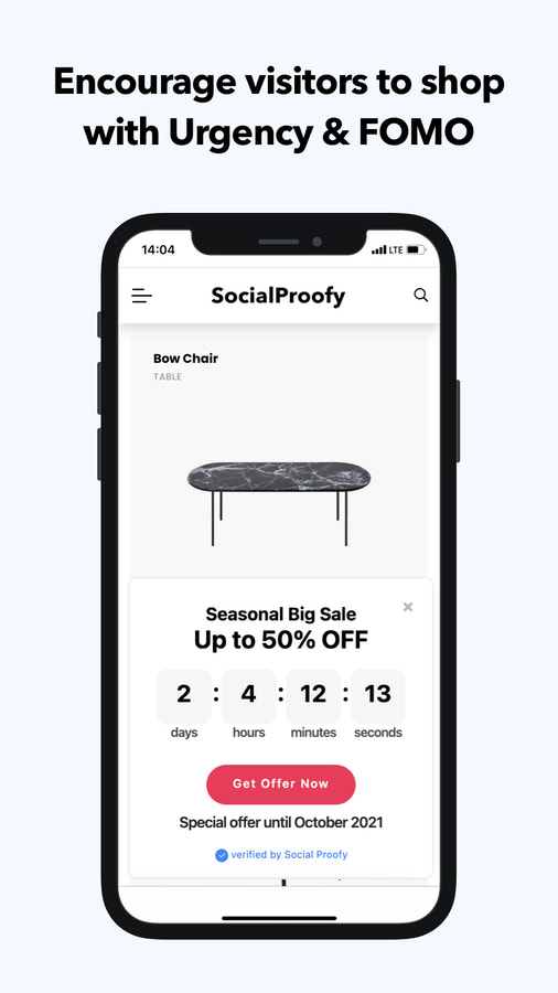 Encourage visitors to shop with Urgency app