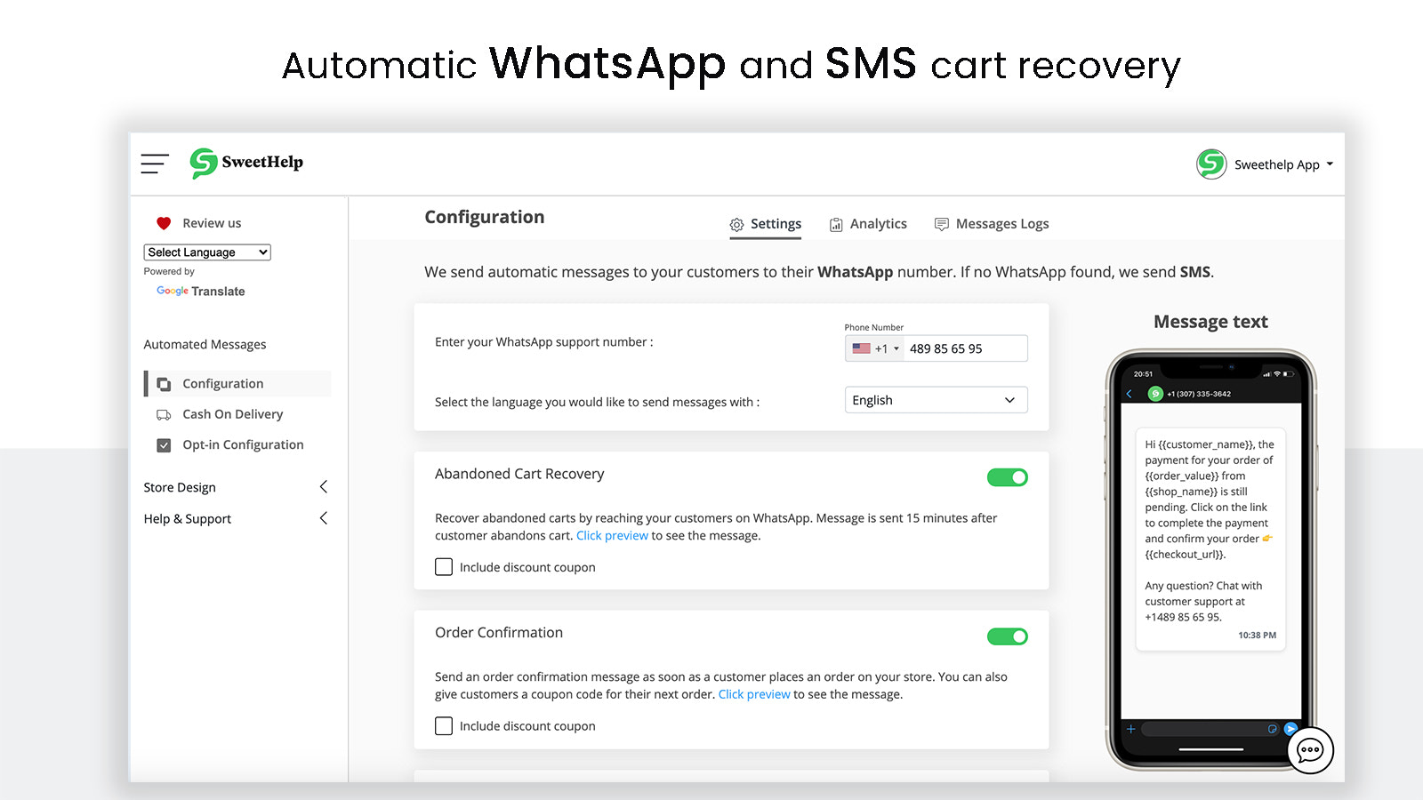 WhatsApp-alternativ til Superlemon, SMSBump og Sendmation.