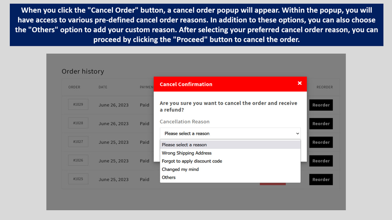 T: Order Cancellable & Reorder - Let customers can cancel order or reorder  instantly