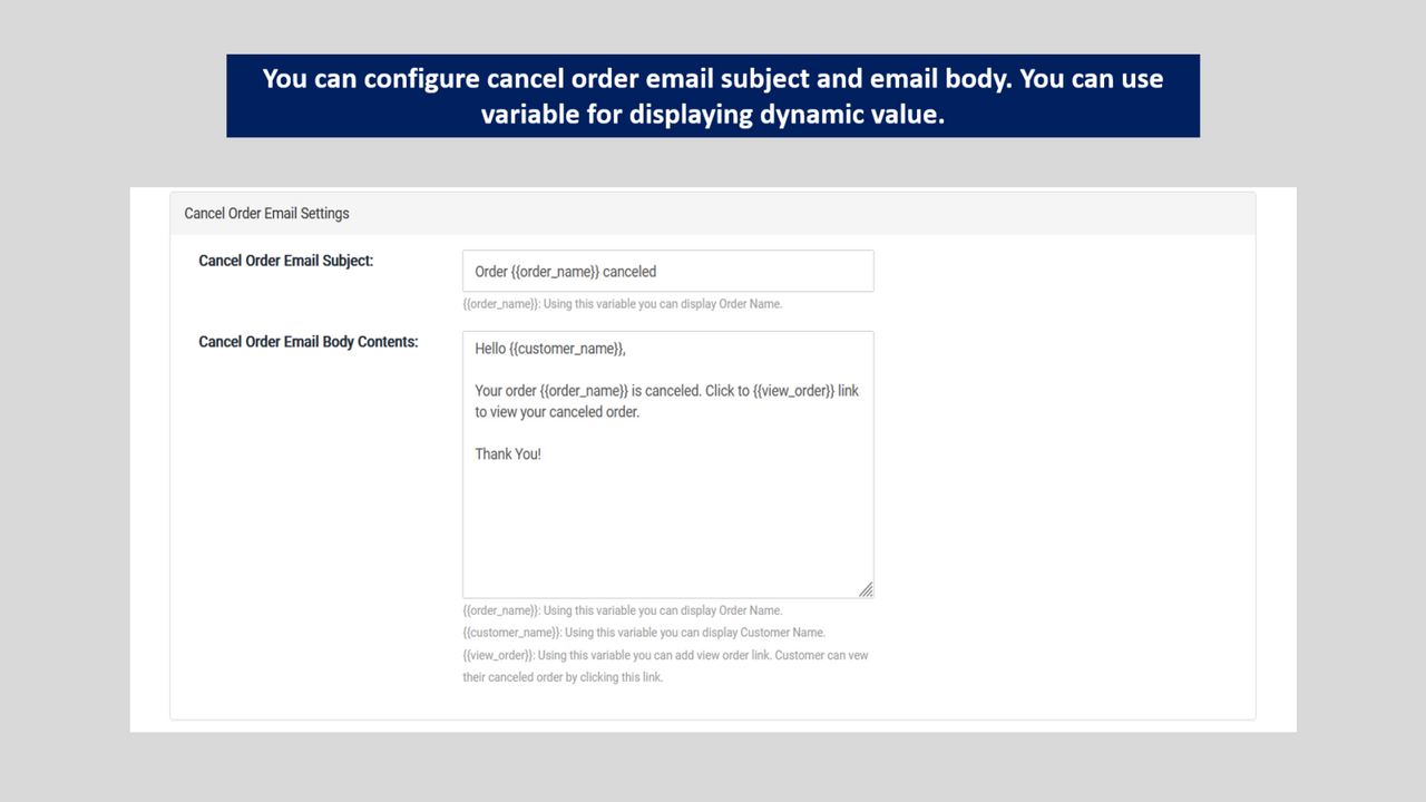 Personnalisation du Courrier Électronique d'Annulation de Commande