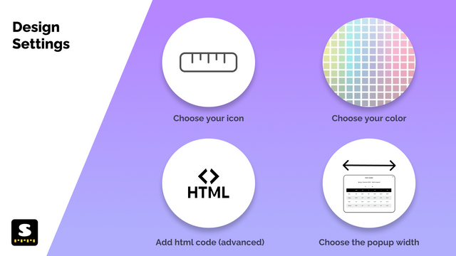 Configuración de diseño, elegir icono, colores y ancho