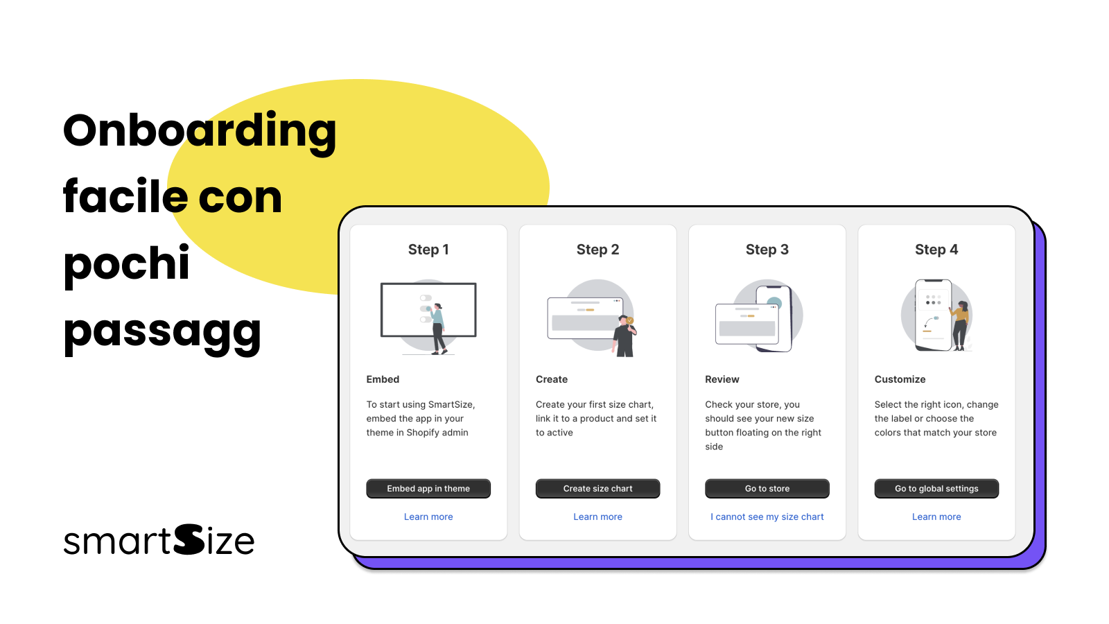 Onboarding facile a SmartSize in quattro passaggi