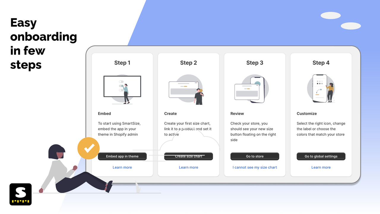 Easy onboarding to SmartSize in four steps