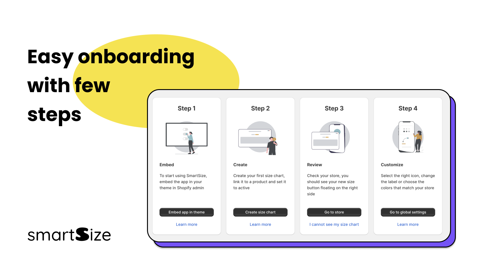 Easy onboarding to SmartSize in four steps