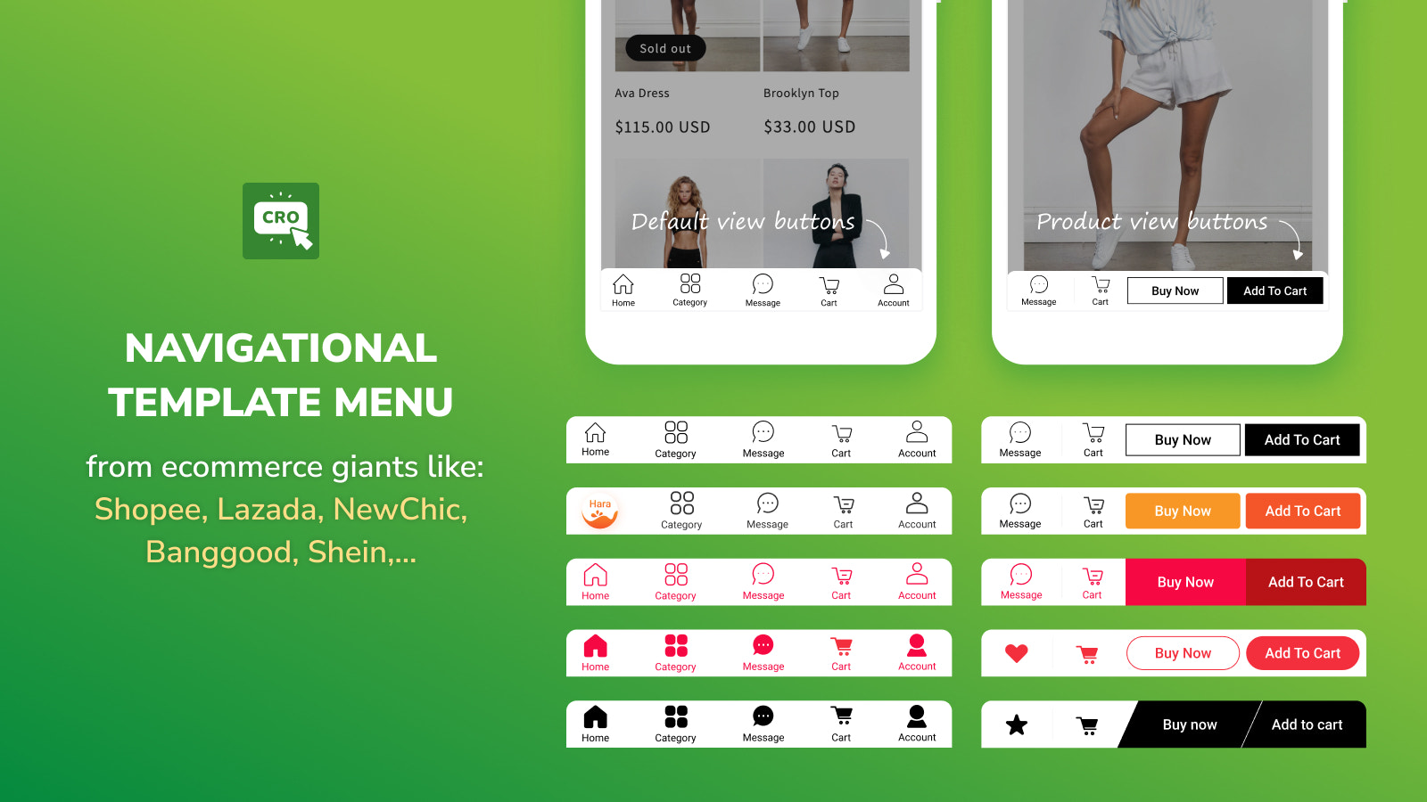 Navigational template menu from the famous ecommerce sites