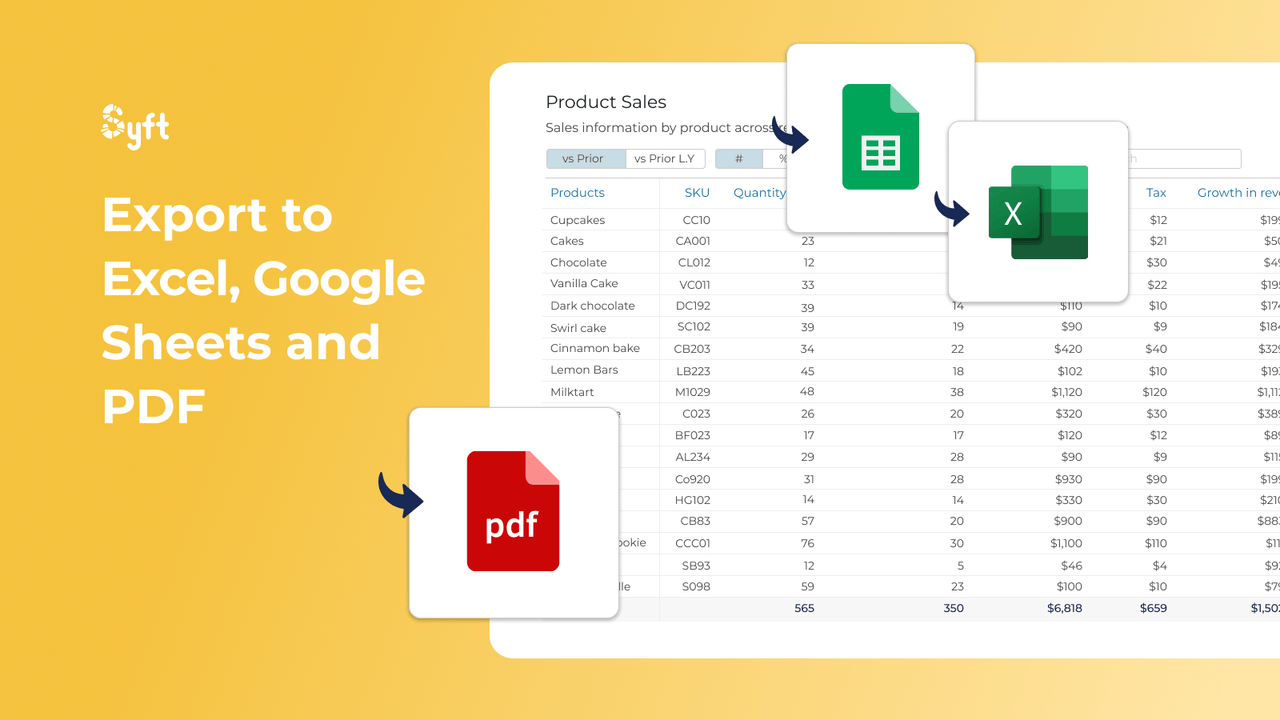 Exporte a Excel, Word, Google Sheets y PDF