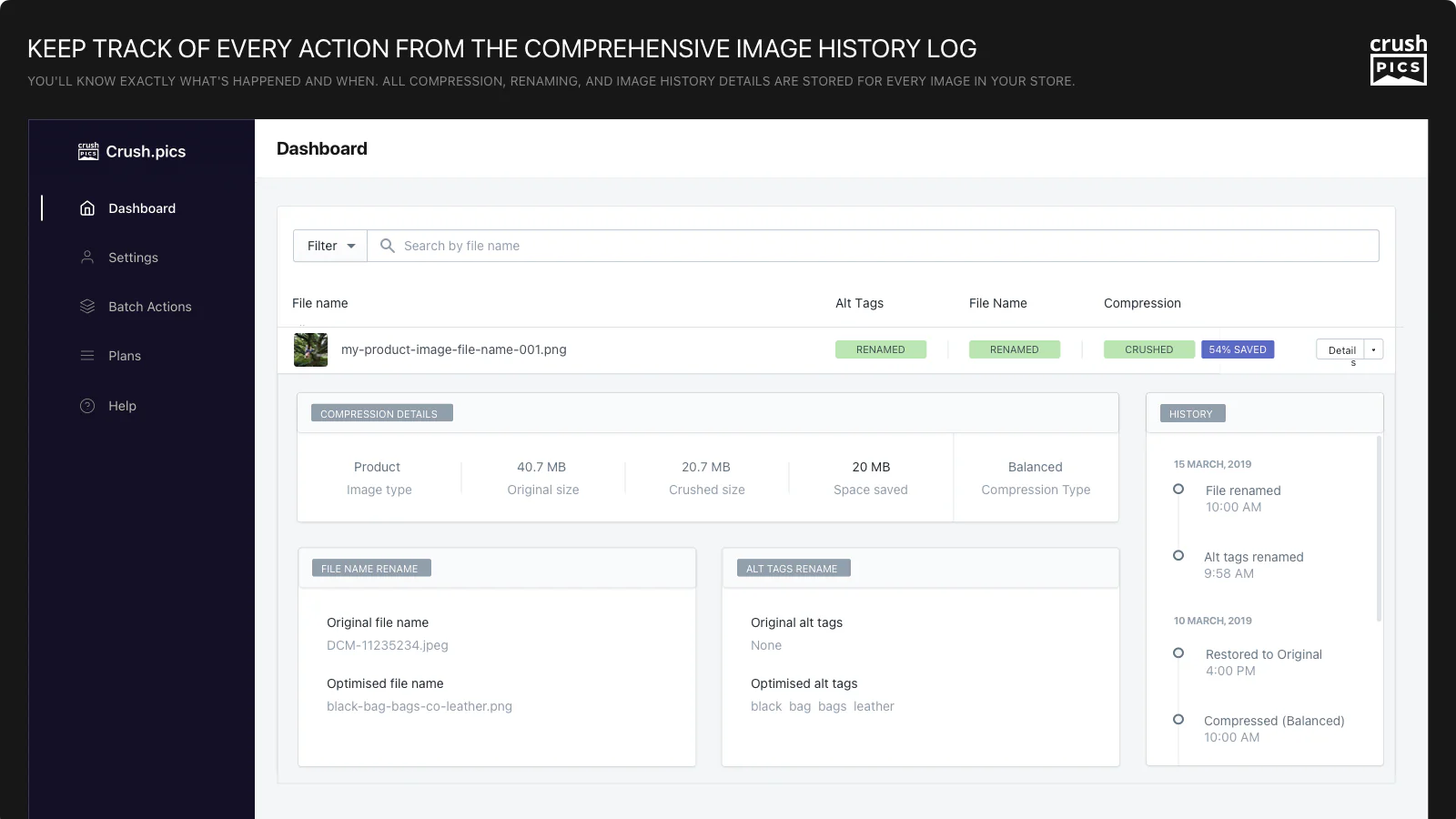 keep track of everything from images table