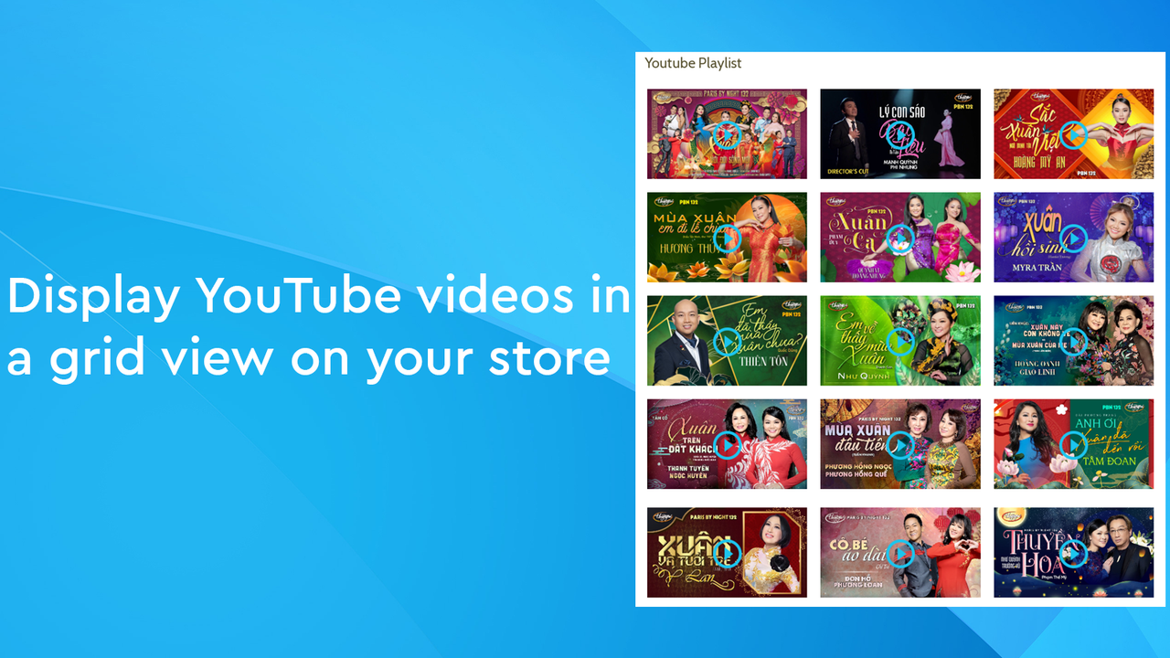 Muestra videos de YouTube en una vista de cuadrícula en tu tienda