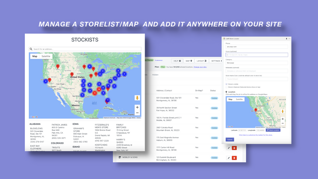 Gerencie uma lista de lojas/mapa e mostre em qualquer lugar do seu site
