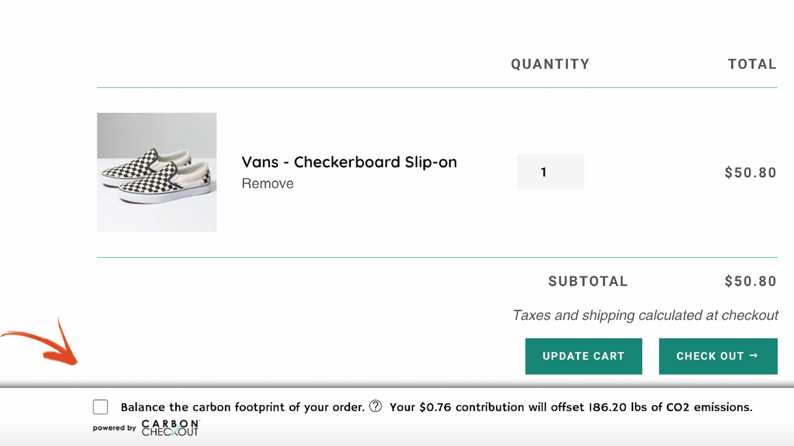 Carbon Checkout sticky integratie