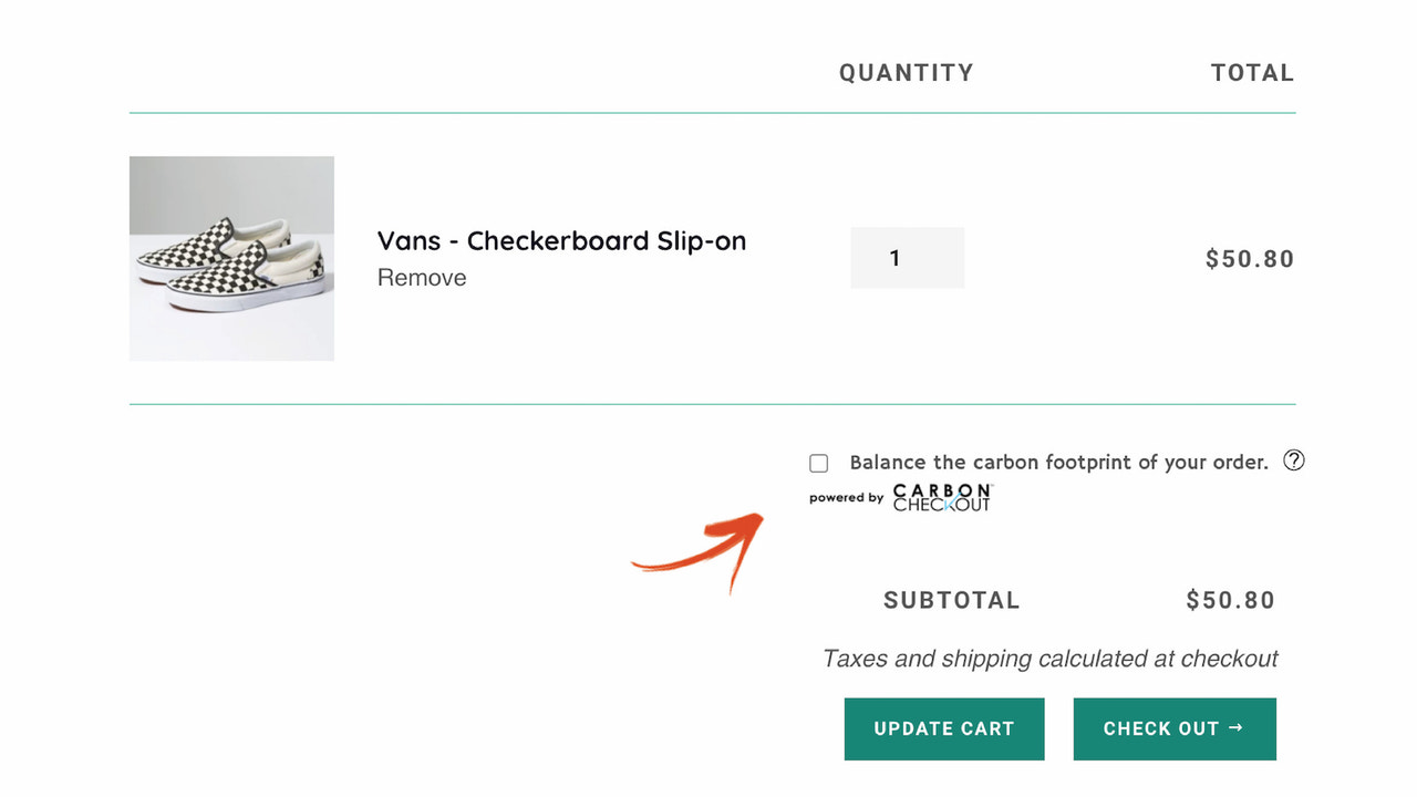 Carbon Checkout inline integratie