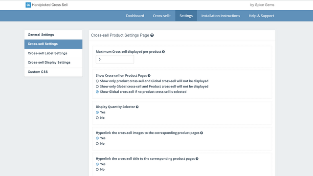 Backend Settings Page