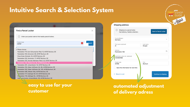 DHL Packstation – 在 Shopify 结账中直观搜索