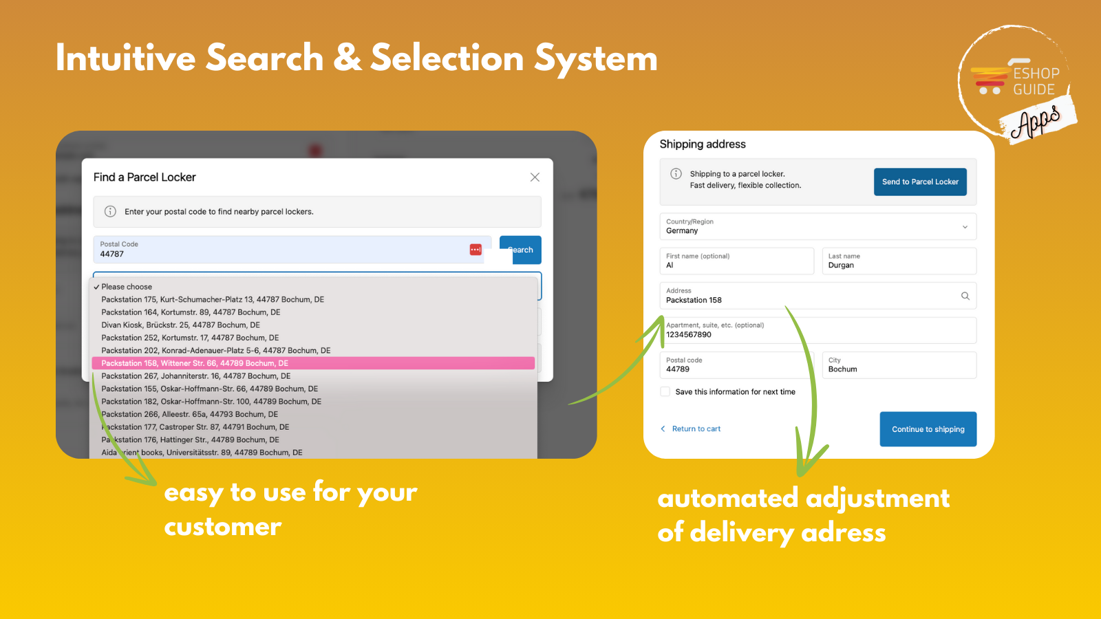 DHL Packstation – Busca intuitiva no Checkout do Shopify