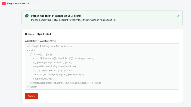 Directe Hotjar Install Backend met Tracking Code