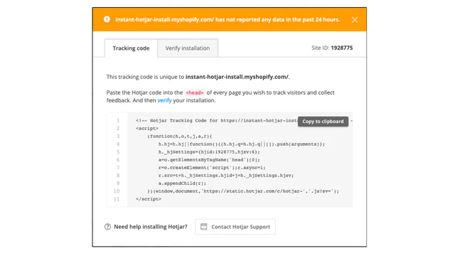 Kopieer de Tracking Code van Hotjar