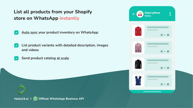 Enumera todos los productos de tu tienda Shopify en WhatsApp al instante