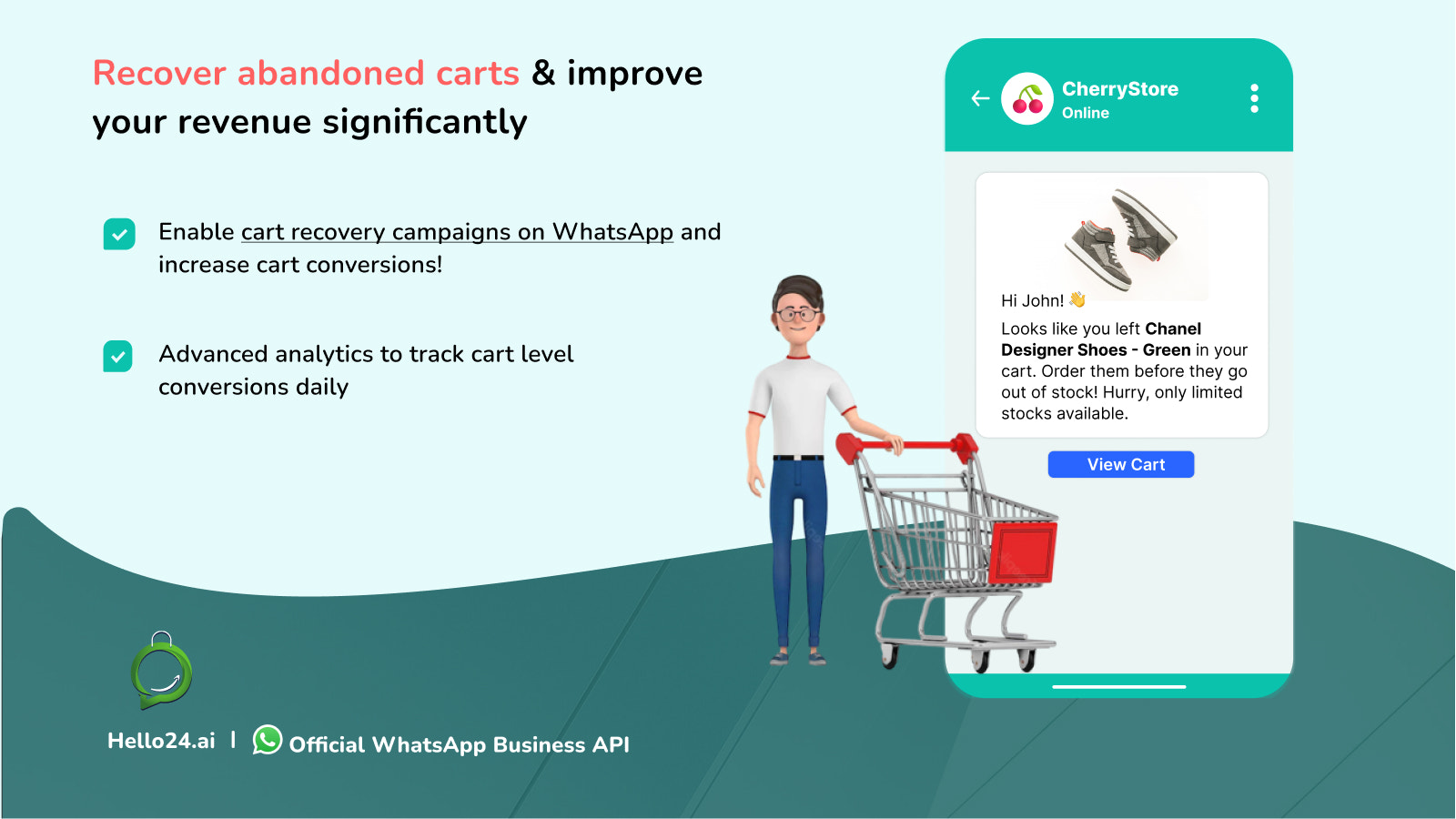 Recover abandoned carts & improve your revenue by at least 15%