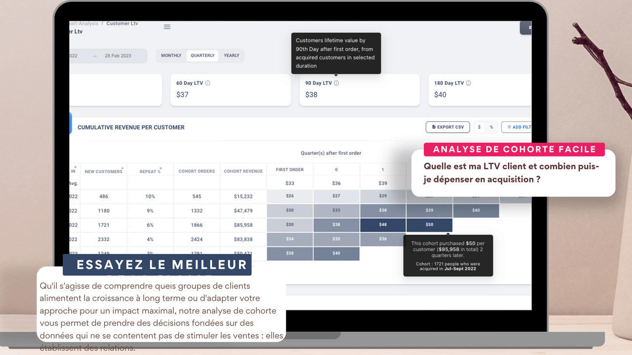 Analyse avancée de cohorte de clients