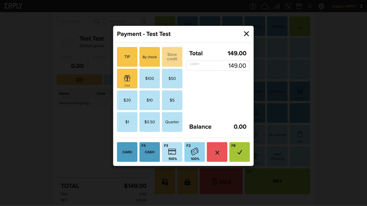 Point Of Sale betalningsvy