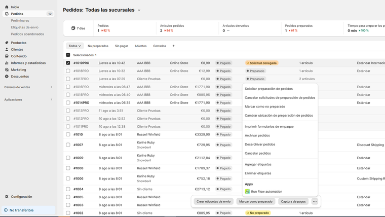 Correos Fulfillment Screenshot