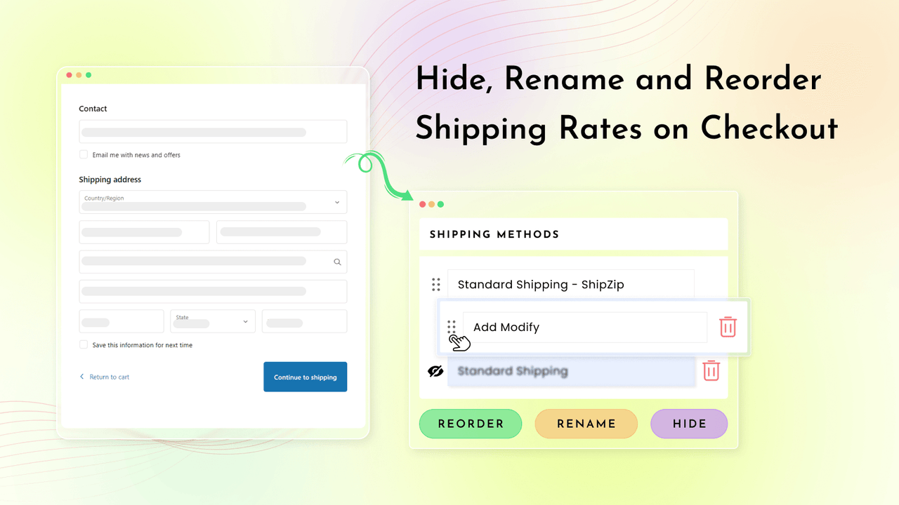 Hide shipping rates on checkout