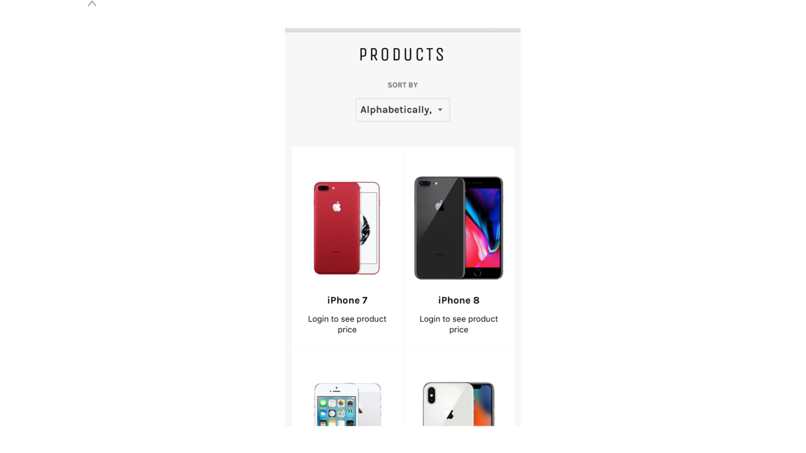 Augeblendete Preise im Produktkatalog  in mobilen Geräten