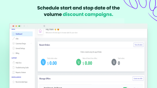 showing discount analytics from app