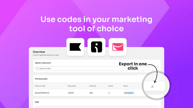 View/Export unique generated discount codes