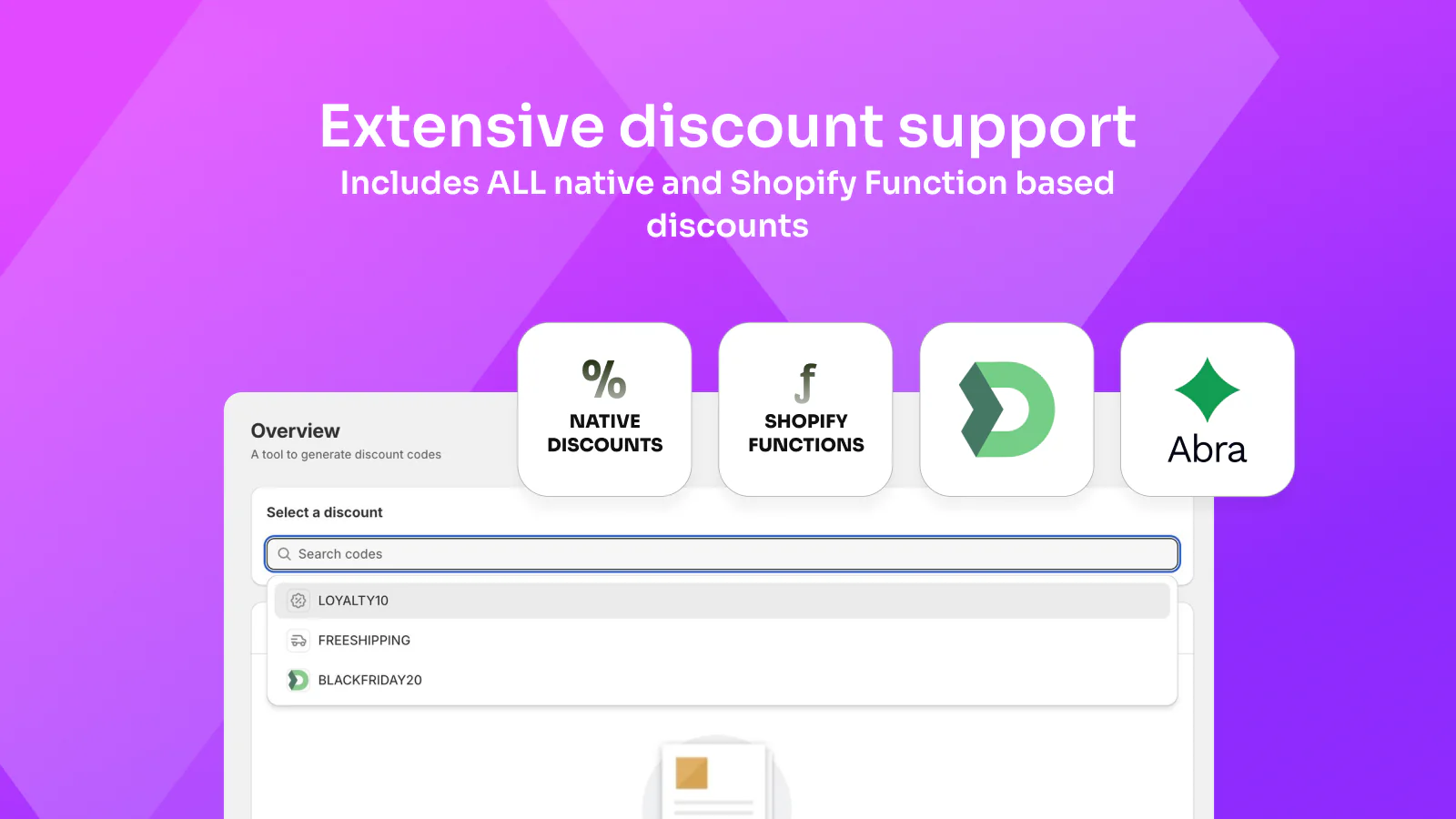 Extensive discount code support