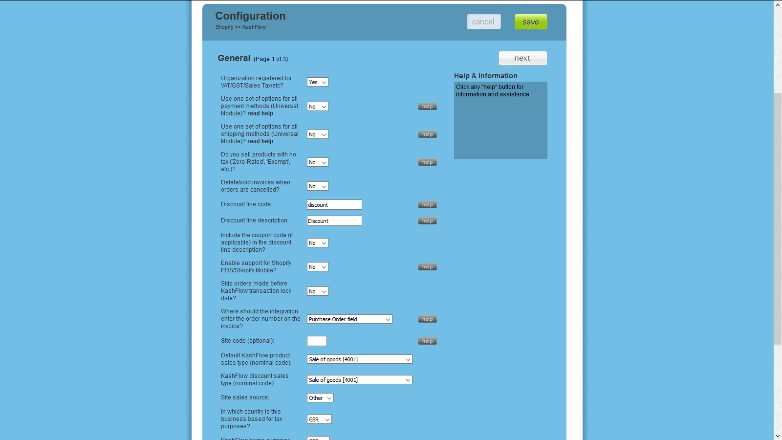 Algemene configuratie