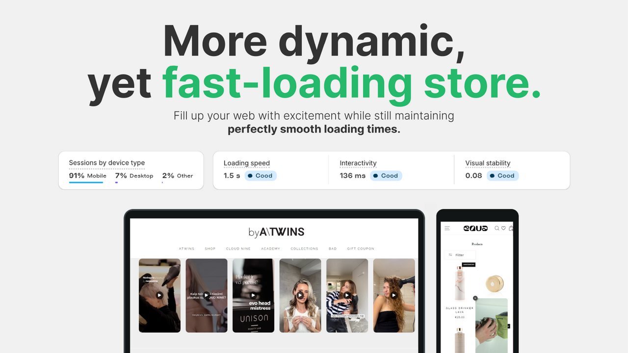 Shoppable videos: 100%  UGC and Reels mobile optimized