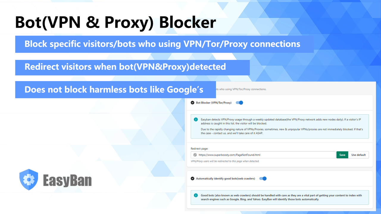 Bloqueie bots ruins/spam, Bloqueie usuários de VPN/Proxy/Tor