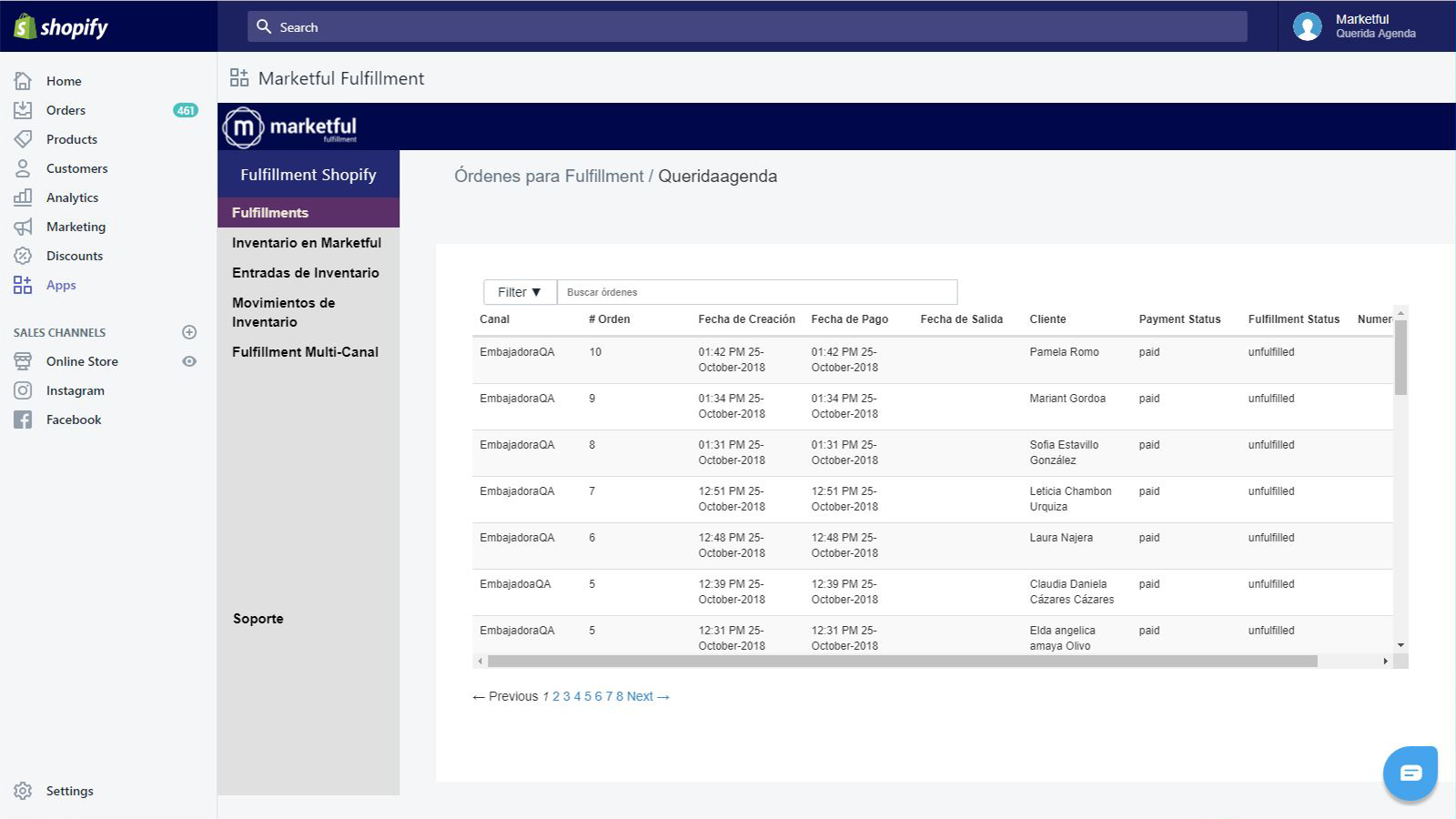 Fulfillments aangevraagd aan marketful