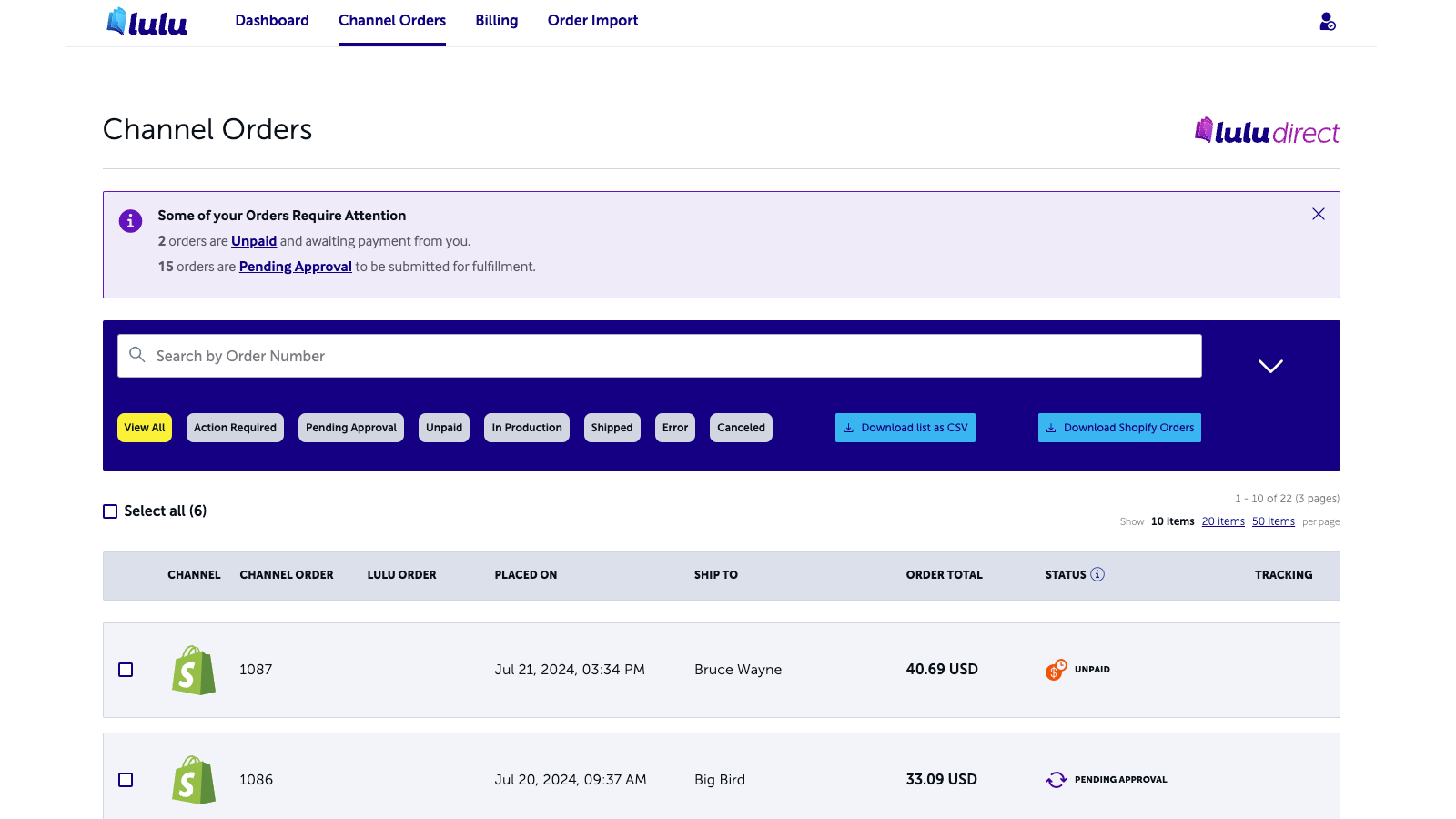 manage orders and fulfillment with Lulu Direct