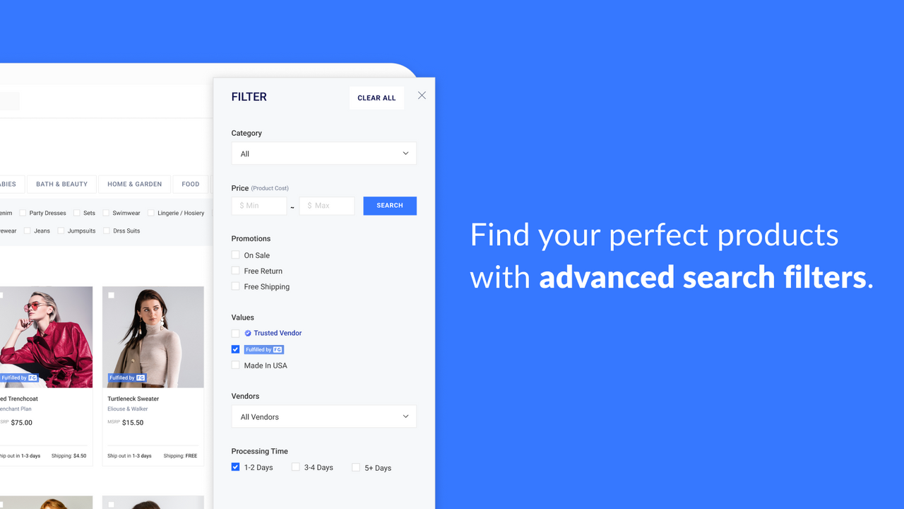 Find your perfect products with advanced search filters