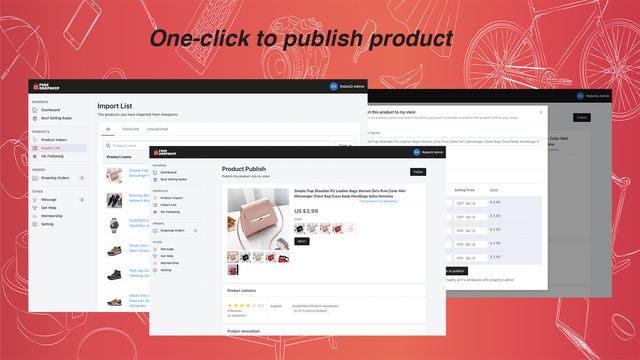 You can publish product after importing by one-click